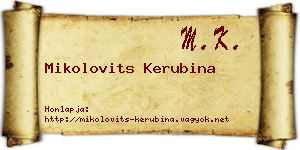 Mikolovits Kerubina névjegykártya
